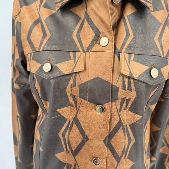 Insight New York Womens Geometric Vegan Leather Jacket Size 8 - Picture 5 of 10